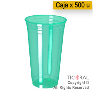 VASO NEON FLUO 300CC VERDE COPOBRAS x 500 unidades (20 paq x 25 unidades)